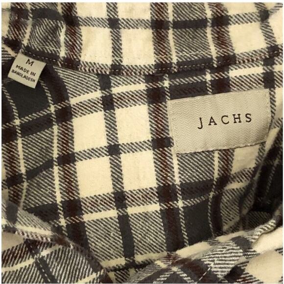 JACHS Heavyweight Tan Brown Plaid Flannel Shacket Men’s Medium - Picture 12 of 16